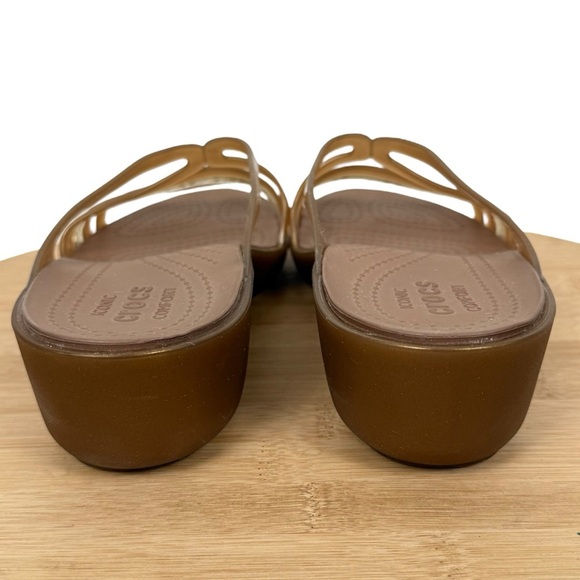 Crocs Isabella Mini Wedge Sandals – Women’s Size 8 – Bronze Multi-Strap Slide - Picture 8 of 11